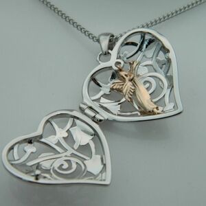 Intricate Silver Heart Pendant Necklace